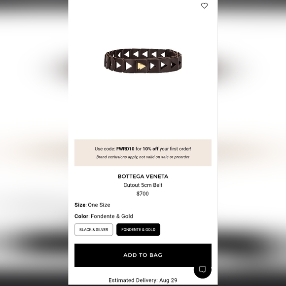 BOTTEGA VENETA Cutout 5cm Belt, gold tone hardware, black calf leather main image 8